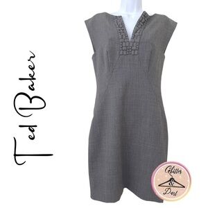 Ted Baker Embellished Cap Sleeve Sheath Knee Length Dress